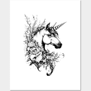 Unicorn Fantasy Wild Animal Illustration Art Tattoo Posters and Art